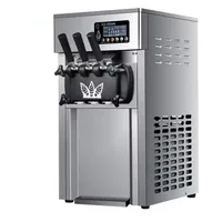 Machine à crème glacée molle commerciale, 3 saveurs et trémies 6L, machine à crème glacée électrique à compresseur avec panneau LCD