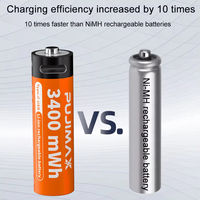 Fujimax baterai AA 1.5V USB kapasitas nyata, baterai isi ulang daya baterai Li-Ion 1480mah untuk Remote kontrol TV, mobil mainan