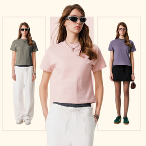 Camiseta de Verano para Mujer, 255G, 100% Algodón Ecológico, Cuello Redondo, Manga Corta, Corte Ajustado, Personalizada, de Alta Calidad, con Estampado para Gimnasio - Product Image 3