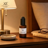 Vente en gros de flacons compte-gouttes carrés en verre ambré givré de 30 ml avec bouchon en bois naturel, luxueux et écologiques, pour sérum de soin de la peau