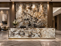 Dalle de granit brun Delicatus polie pour plan de travail de cuisine, carrelage de sol, marche d'escalier, seuil de porte, revêtement mural, panneau de rebord de fenêtre