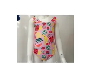 女の子のための新しい夏の製品水着フルーツパターン女の子のためのワンピース子供のためのかわいい日焼け止め子供水着