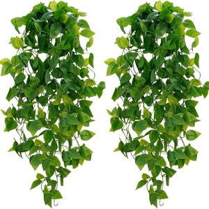 Lot de 2 plantes artificielles suspendues Pothos, verdure artificielle durable pour la décoration murale, salon, intérieur et extérieur - Product Image 1