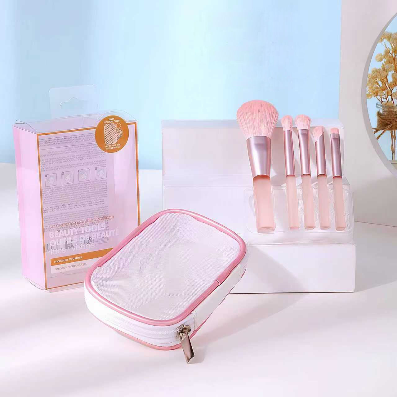 New mini 5-pack pink (pvc box + mesh bag)