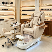Nouvelle conception de chaise de spa pour bain de pieds en cuir blanc, avec bain à remous sans tuyau en fibre de verre, chaise de pédicure réglable avec massage et lampe