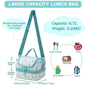 Sac à lunch isotherme durable pour enfants et adultes, fermeture éclair, doublure en PEVA, boîte isotherme écologique - Product Image 2