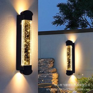 Lámpara de pared de cristal para exteriores, 220V, de acero inoxidable, con luz ascendente y descendente, para villa, terraza, jardín, pilar. - Product Image 2