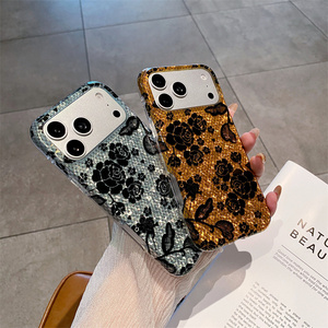 เคสโทรศัพท์มือถือลายดอกกุหลาบหรูหรา ประดับกลิตเตอร์ สำหรับ iPhone 18 17 16 15 Pro Max ลายเปลือกหอยนีออน IMD  ฝาหลังวิบวับ - Product Image 4