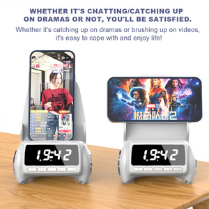 Fonction d'horloge d'apparence de chaise 5W charge sans fil support de téléphone portable inductif haut-parleur - Product Image 4