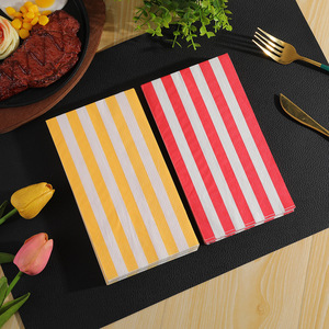 Vertical Striped Printed Paper Napkins 330mmx400mm Disposable For Themed Party Red And Yellow - Product Image 1