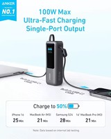 Nouvelle batterie externe Anker A1695 165W à charge rapide 25000mAh, chargeur portable ultra-rapide avec câbles intégrés
