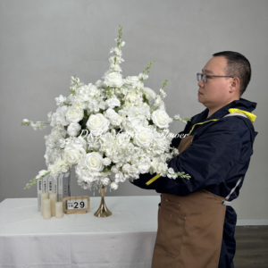 Wedding <b>Table</b> Customize Artificial neautral flower balls <b>Table</b> Centerpieces Silk Flowers Wholesale Flower Ball - Product Image 6