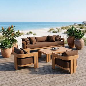 Resort Garden Furniture Villa Patio Furniture Set Hotel <b>Outdoor</b> Furniture OutsideTeak <b>Sofa</b> Set for Backyard Poolside Balcony - Product Image 1