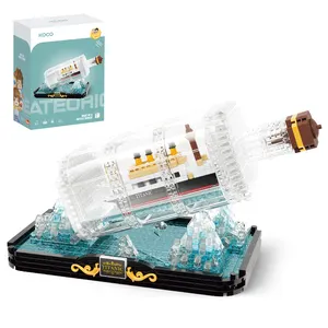 KOCO Ziegel neue Produktideen 2024: Werbeartikel 918 Stück kleine transparente Kinderspielzeuge  Titanic Schiff Spielzeug Modell treibflasche  Titanic