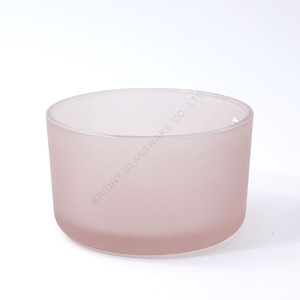 Luxury 3 Wick Wholesale Curved Bottom Custom Logo <strong>Candle</strong> Vessels Glass <strong>Pink</strong> Frosted <strong>Candle</strong> Jars with Lids for <strong>Candle</strong> Making - Product Image 3
