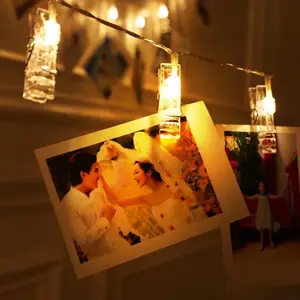 Luci della stringa della Clip della foto 40LED della batteria Clip trasparenti immagini appese di natale festa di nozze di illuminazione luci di rame