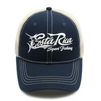 Gorra de béisbol estilo camionero unisex de malla con logo bordado de algodón puro, diseño de 6 paneles con patrón de letras, personalizada de fábrica
