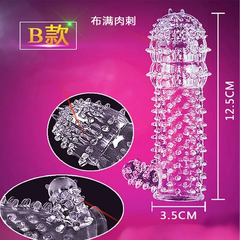 Transparent crystal spike set Wolf Tooth Wolf Tooth crystal condom set increase shaped thorn set adult products