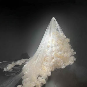 Vestido de Fiesta Largo hasta el Suelo con Apliques de Cristal y Encaje Floral 3D Estilo Vintage Moderno NT70, Color Champán - Product Image 2