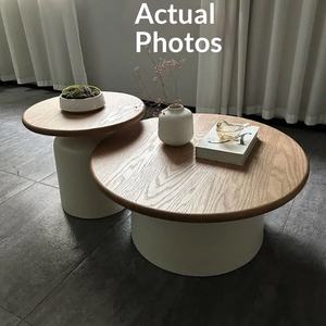 طاولة قهوة بتصميم بسيط وصغير لغرفة المعيشة بنمط كريمي حجري - Product Image 4