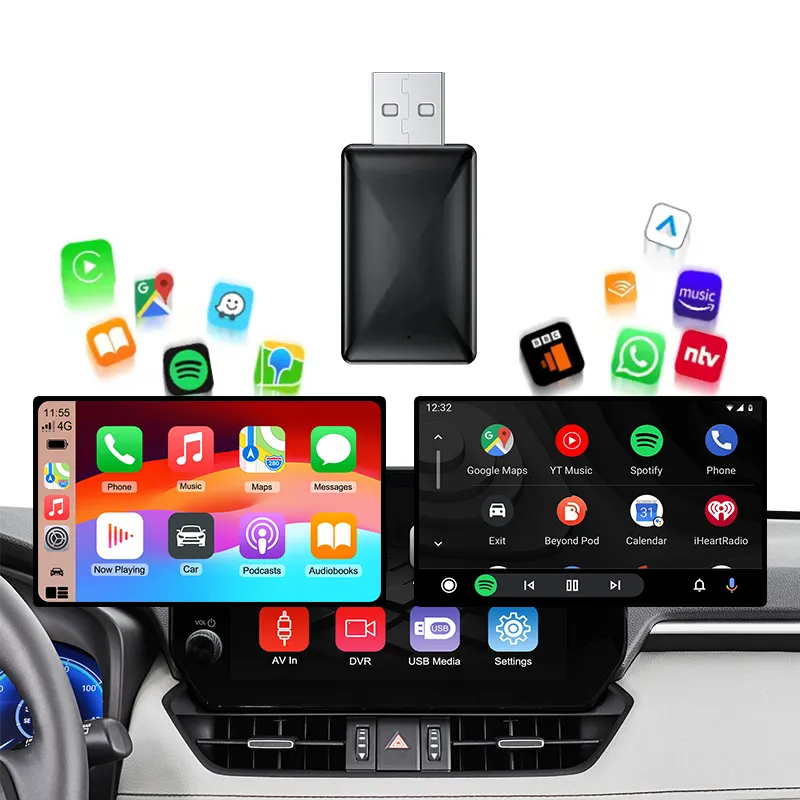 Adaptador inalámbrico CarPlay para iPhone Apple Dongle para coches con cable OEM USB convertir con cable a inalámbrico Car Play AI Box