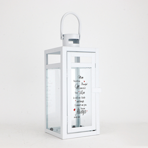 Personalizza lanterna commemorativa nera grigio Vintage cimitero candela lanterna in metallo ferro battuto vetro tempesta vento lanterna candela - Product Image 4