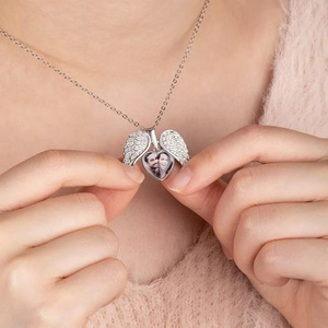 Collana Trendy in Acciaio Inossidabile Placcato Oro 18K con Ciondolo a <span class=keywords><strong>Cuore</strong></span> Aperto in Cristallo, Collana Personalizzata alla Moda per Coppie - Product Image 4