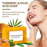 Nettoyant hydratant et blanchissant anti-acné au curcuma biologique, soin du visage, nettoyage en profondeur, savon au curcuma et à l'acide kojique, ensemble de bain