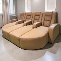 Canapé-lit de salon convertible rétractable de style moderne Meuble de théâtre en cuir véritable avec appui-tête électrique