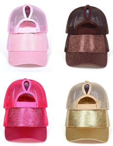 Gorras de béisbol de verano para mujer al por mayor con purpurina, sombreros de malla con cola de caballo y lentejuelas para dropshipping - Product Image 4