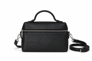 Sac à main chic noir en cuir de veau pleine fleur pour femme - Product Image 1