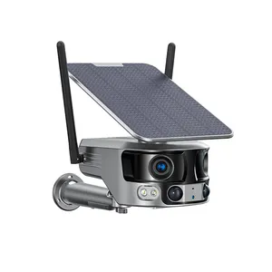 Беспроводная уличная камера с двойным объективом, 4K, 180 градусов, 4G, Wi-Fi, аккумуляторная камера с цветным ночным видением