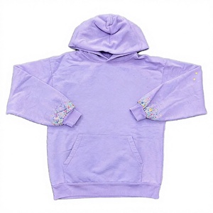 Sweat-shirt à capuche unisexe surdimensionné en coton épais de haute qualité, vêtements de sport, impression de logo en relief, strass - Product Image 4