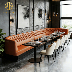 Muebles de Hotel Modernos Ron Group, Asientos de Cuero Tapizados en Forma de Media Luna, Mesa Cuadrada de Madera y Silla para <span class=keywords><strong>Restaurante</strong></span> - Product Image 1