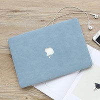 Coque de protection mate douce au toucher pour MacBook Air/Pro 13/14/15,4/16 pouces, autocollant en cuir PU