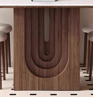 Table à manger rectangulaire DISHI Accent Style moderne couleur noyer, en bois de frêne massif avec plateau en pierre, style rétro pour la maison