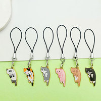 Porte-clés en peluche, pendentif chat de dessin animé en alliage avec finition émaillée, mignon, pour sac à dos, portefeuille, voiture, téléphone, style Kawaii