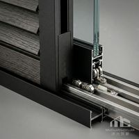Portes coulissantes en verre pour véranda de luxe en aluminium série C avec persiennes à lamelles, volets en bois, liaison manuelle synchronisée, revêtement en poudre LED