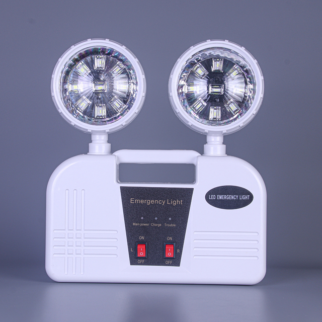 AC 85-265V Wall Mounted LED Rechargeable Fire Resistant Double Heads LED Emergency Lights