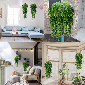 Appendere piante di plastica verde artificiale ciondolo l Rattan eucalipto per la decorazione casa interno/esterno mensola parete caratteristiche Decorative - Product Image 6