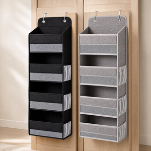 Hanging Closet Organizer Storage Bag Rectangle Non Woven Fabric <b>Hook</b> Type Bedroom Multipurpose <b>Black</b> And Gray - Product Image 1