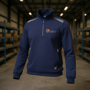 เสื้อสเวตเชิ้ตทำงานแบบปกติ สีน้ำเงิน ไซส์ XL แบบซิป ¼  สำหรับงานนิรภัย - Product Image 3