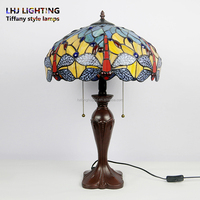 Lampe de table de style libellule en verre teinté européen de 16 pouces de la marque LongHuiJing pour restaurant
