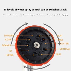 10-Function Rear-Push Foam Spray Bottle Garden Wash Water Gun-High-Pressure <b>Cleaning</b> Gadget for Car Tasks - Product Image 3