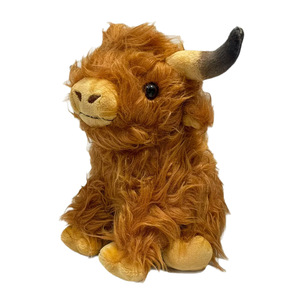 Peluche Vache des Highlands en Coton PP, Couverture Douillette Premium, Figurine de Bovin Écossais Shaggy, Collection Angus pour la Maison - Product Image 1