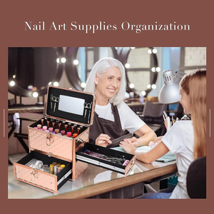 Organisateur de vernis à ongles professionnel de grande capacité, boîte de maquillage verrouillable avec fentes pour éponges amovibles pour les techniciens en manucure - Product Image 2