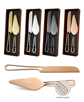 Nouveau design 2 pièces/4 pièces couteau à gâteau creux en acier inoxydable et ensemble de serveur sûr pour la cuisson et la décoration de fête de mariage emballé dans une boîte