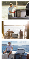 Glacière réutilisable de 45 litres avec poignée durable verrouillée et ouverte Boîte isotherme rigide avec roues Boîte isotherme avec couvercle et bec de vidange inclus
