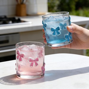 Iconici Bicchieri da Vino Senza Stelo Bow da 14oz, Bicchieri per Succhi, Regalo per <span class=keywords><strong>San</strong></span> <span class=keywords><strong>Valentino</strong></span>, Fidanzamento, Matrimonio, Articoli in Vetro per Bevande - Product Image 1