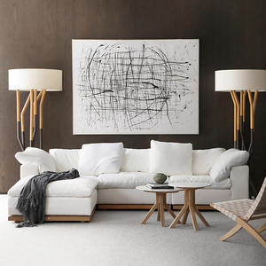 Sofá Esquinero de Lujo de 3 Plazas en Tela de Lino Crema, Madera Maciza, Estilo Moderno, Muebles de Hotel - Product Image 2